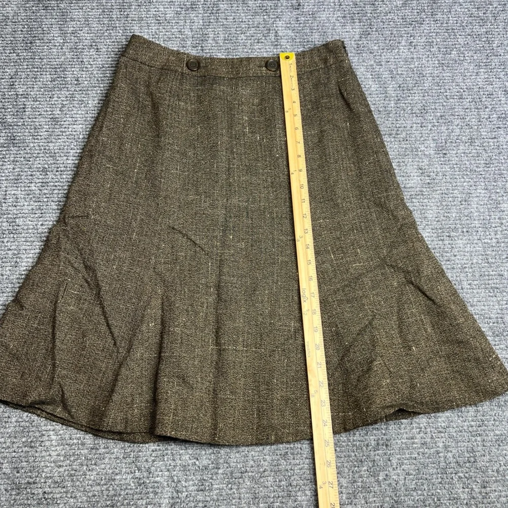 Ann Taylor LOFT Brown Herringbone Wool Blend A-Line Skirt Size 6 Side Zip Lined - Picture 8 of 8